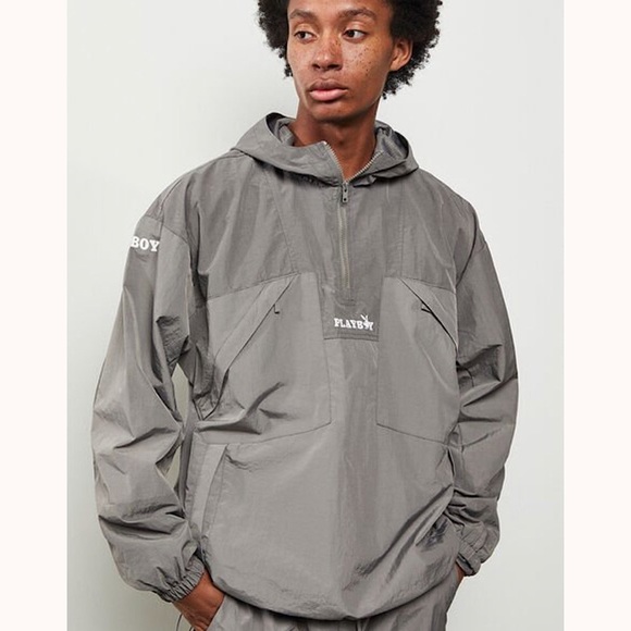 Pacsun X Playboy Paneled Anorak Gray 